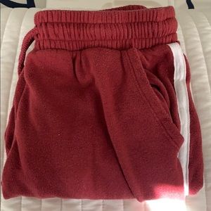 red sweatpants